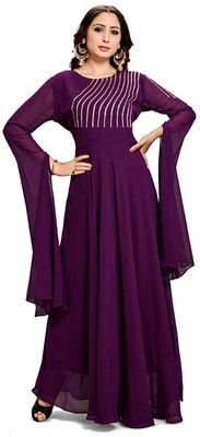 J M CREATION Anarkali Gown(Purple)