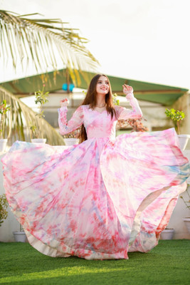 JAKHIFASHION Anarkali Gown(Multicolor)