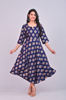 CHHAVNI CREATION Flared/A-line Gown(Blue)