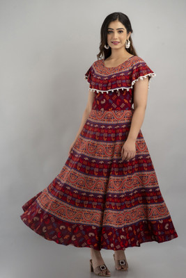 Parii Fashion Jaipur Flared/A-line Gown(Maroon)