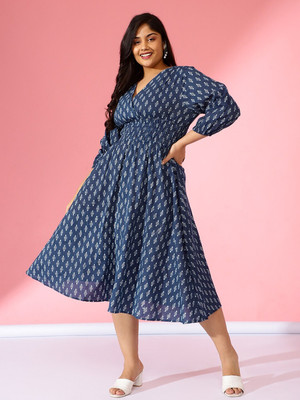 Femvy Flared/A-line Gown(Dark Blue)