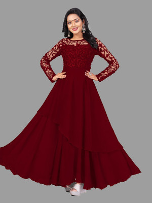 dearknot Anarkali Gown(Maroon)