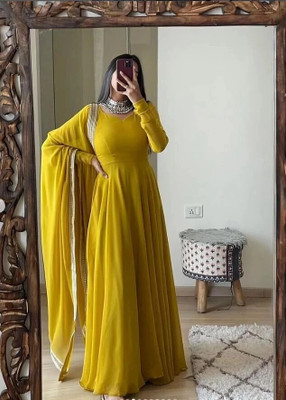 PARV ENTERPRISE Anarkali Gown(Yellow)