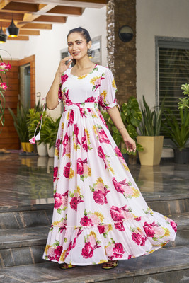 HouseOfCommon Flared/A-line Gown(White)