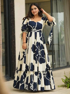 Ladli Trends Flared/A-line Gown(Dark Blue)