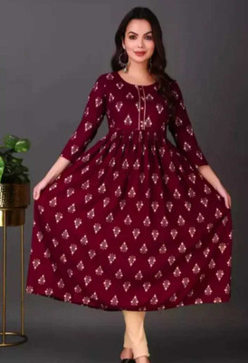 Tulsi fashionn Flared/A-line Gown(Purple)