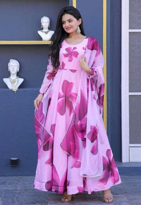 Aarna Fashion Flared/A-line Gown(Pink)