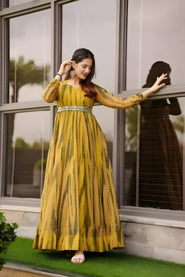 SHREE INFINITY EXPORT Anarkali Gown(Yellow)