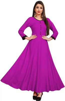 Kuber Textile Flared/A-line Gown(Pink)