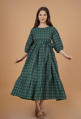 INDIANIC Flared/A-line Gown(Green)
