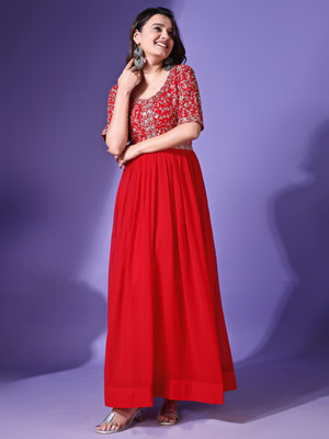 Wedani Lifestyle Flared/A-line Gown(Red)