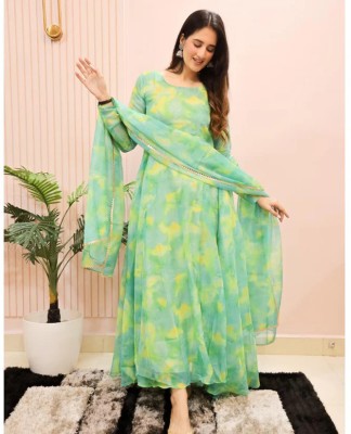 QVAZOR Anarkali Gown(Light Green)