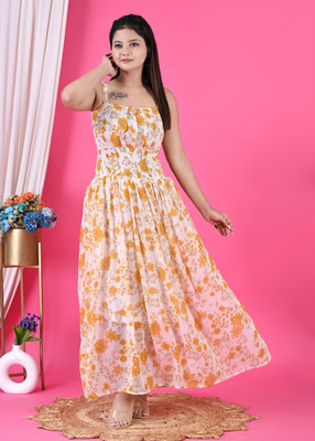 Padosi babu Flared/A-line Gown(Blue)