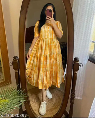 HIRDAY CREATION Flared/A-line Gown(Yellow)
