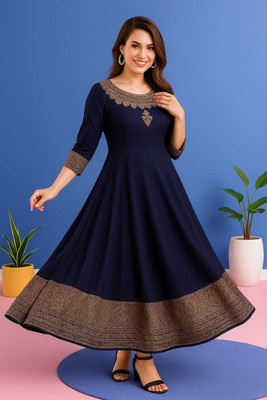 MERAJ FASHION Anarkali Gown(Blue)