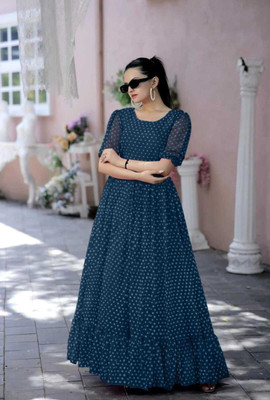 FIRAA ENTERPRISE Anarkali Gown(Blue)