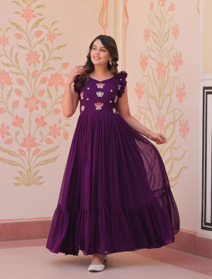 Zero Stitch Flared/A-line Gown(Purple)