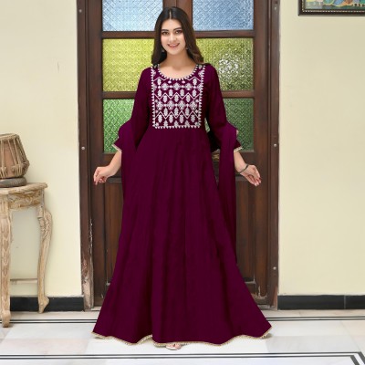 MISS CLOTHING Anarkali Gown(Purple)