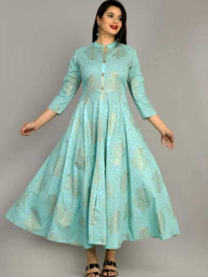 GALAXY CREATION Anarkali Gown(Light Green, Gold)