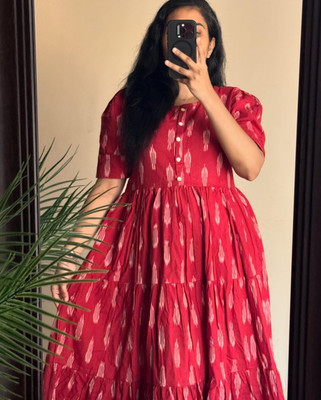 Diyansh Creations Women Fit and Flare Red Midi/Calf Length Dress