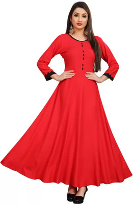 Kuberdisha Flared/A-line Gown(Red)
