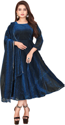 Janardan Flared/A-line Gown(Blue)