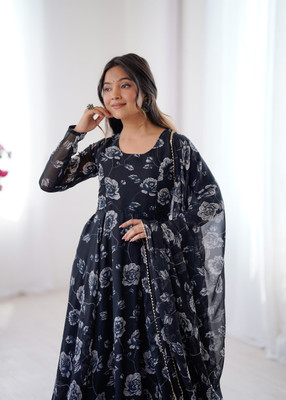 MAA FASHION HUB Anarkali Gown(Black)