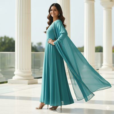 JEESHA ENTERPRISE Anarkali Gown(Dark Blue)