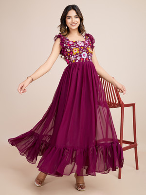 BlissWeave Anarkali Gown(Purple)