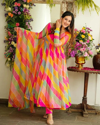 Shree Khodal Enterprise Anarkali Gown(Multicolor)