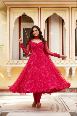 MISS CLOTHING Anarkali Gown(Red)