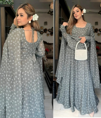 DRI ENTERPRISE Anarkali Gown(Grey)