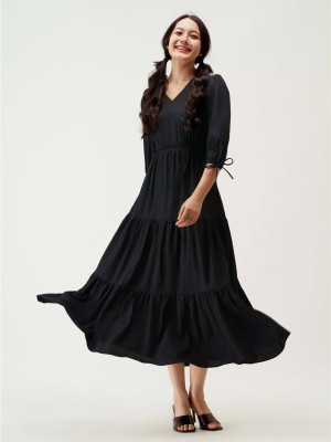 Vastani Enterprise Flared/A-line Gown(Black)