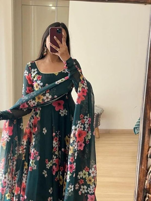 Lanip Creation Anarkali Gown(Green)