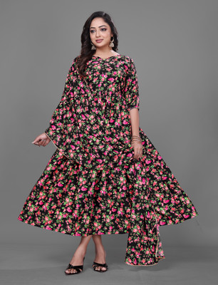 Shree Khodal Enterprise Anarkali Gown(Multicolor)