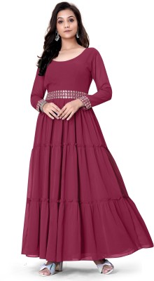 SHAIN CREATION Flared/A-line Gown(Maroon)