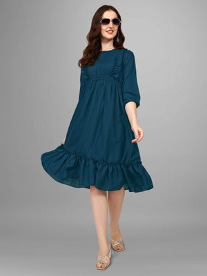 Vastani Enterprise Flared/A-line Gown(Blue)