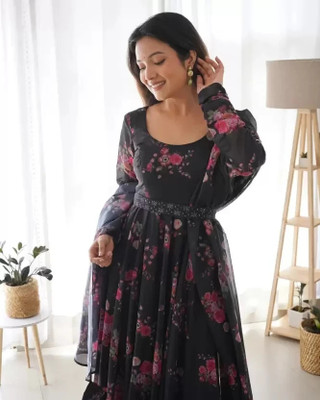 KROOZ Anarkali Gown(Black)