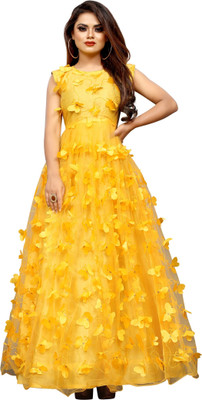 LADY SHOPI Anarkali Gown(Yellow)