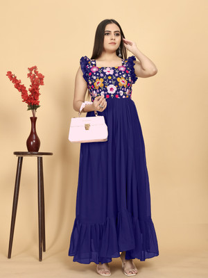 Aksharam Anarkali Gown(Dark Blue)