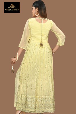 WASIDA FASHION Flared/A-line Gown(Yellow)