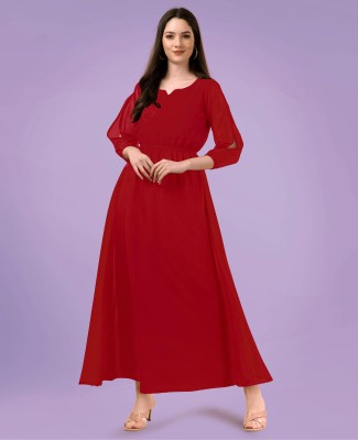 Maruti Nandan Fab Anarkali Gown(Red)