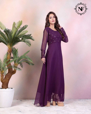 SK Creation Flared/A-line Gown(Purple)
