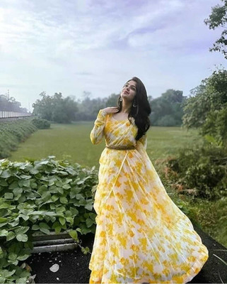NITYA CLOTHING Anarkali Gown(Yellow)