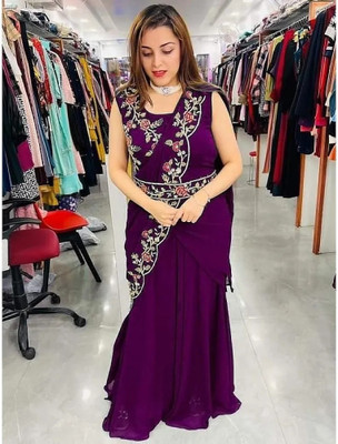 NTURVA Flared/A-line Gown(Dark Blue)