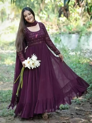 Aarya Ethnic Flared/A-line Gown(Purple)
