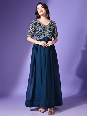 Wedani Lifestyle Flared/A-line Gown(Blue)