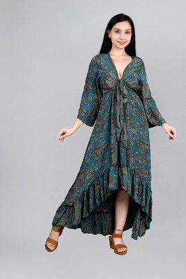 Ameeha Flared/A-line Gown(Dark Green)