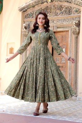 mahima fashion Anarkali Gown(Green)