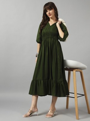 Femvy Women Solid Ethnic Dress Kurta(Light Green)
